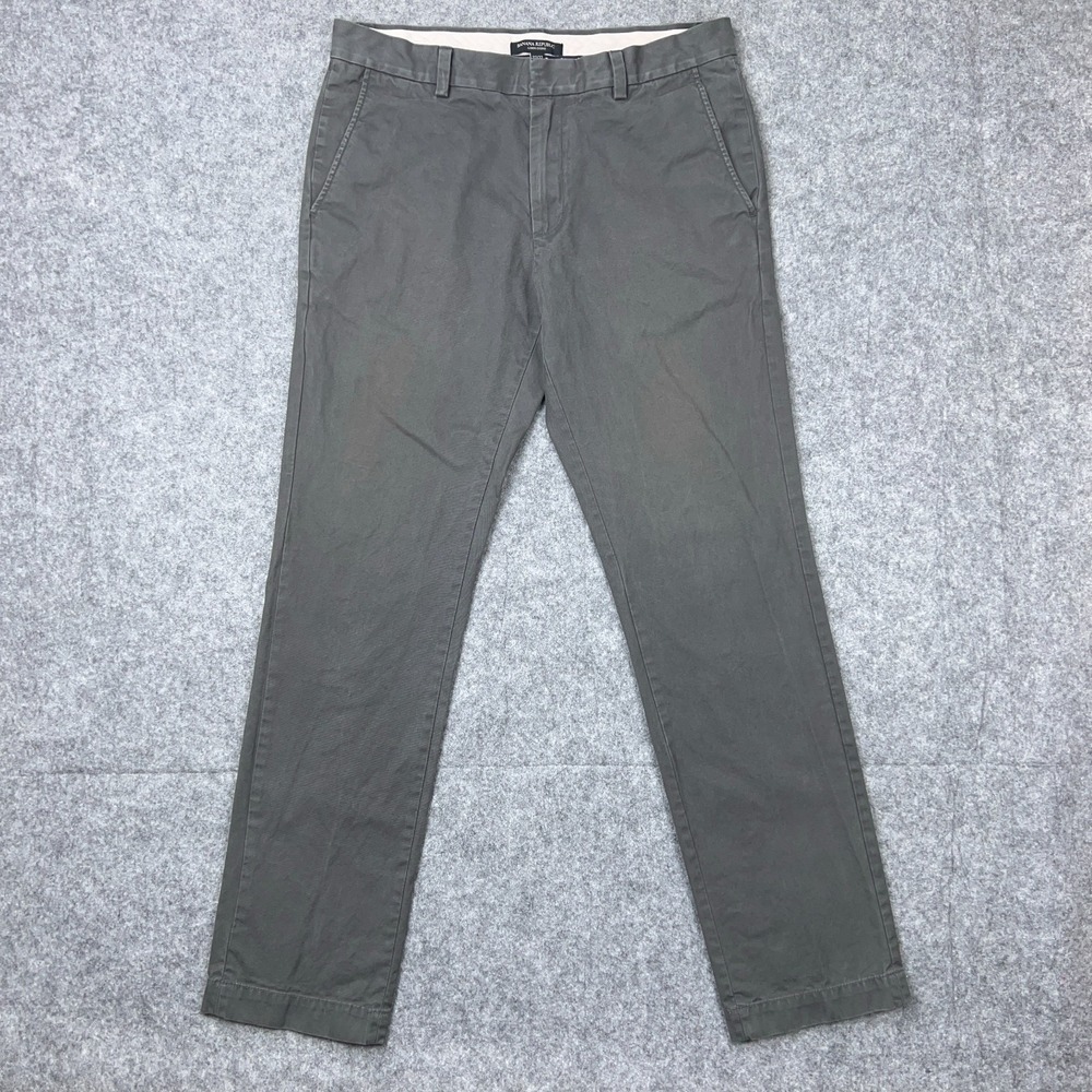 Banana Republic Pants Mens 32x32 Gray Slim Fit Aiden Chino 100% Cotton Slacks‎